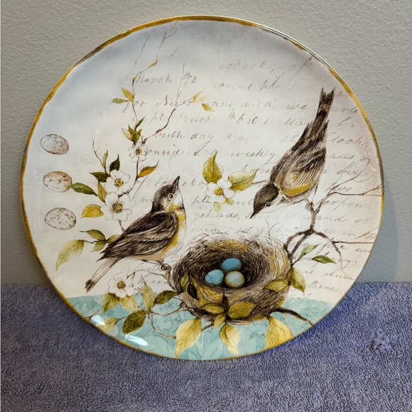 Pier 1 “Field Notes” Dinner Plate Bird Nest – Dogwood Flowers 11” - Picture 2 of 6